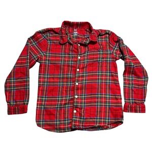 GAP Kids‎ Size 12 Red Plaid Long Sleeve Button Down Shirt Flannel Sleep Pajama